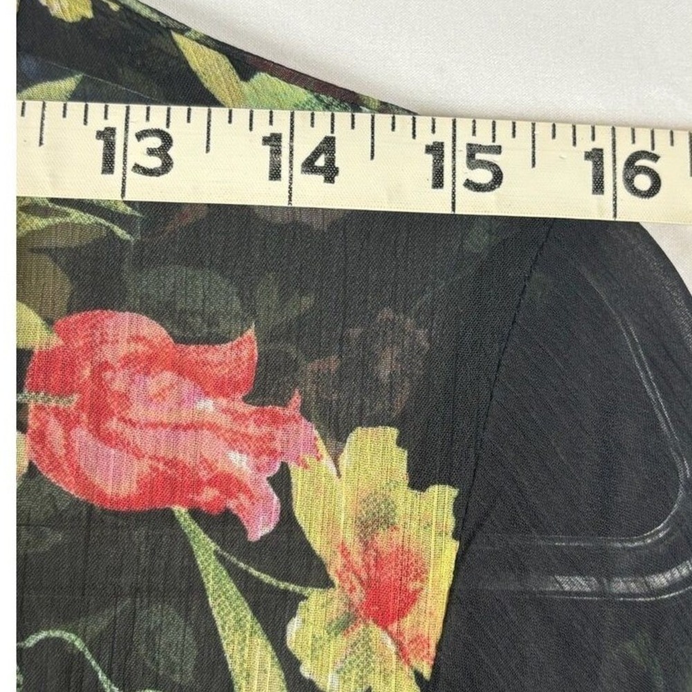 Spy Zone Exchange Women M Floral Maxi Dress Black Chiffon Long Sleeve Boho Fall - Picture 5 of 11